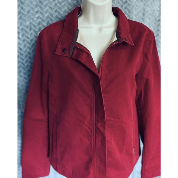 Timberland Womens Weathergear Jacket in Cranberry Red Full Zip Size S Outdoor - Picture 4 of 5